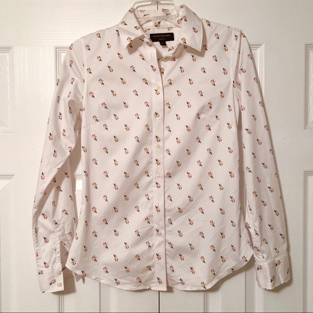 Banana Republic Tailored Fit Floral Oxford